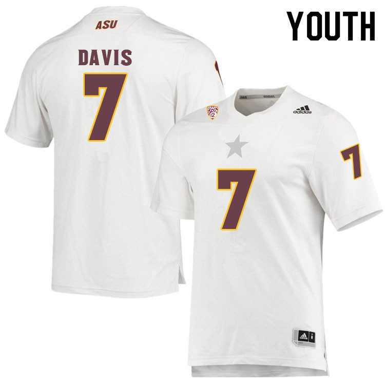 Youth #7 Timarcus DavisArizona State Sun Devils College Football Jerseys Sale-White